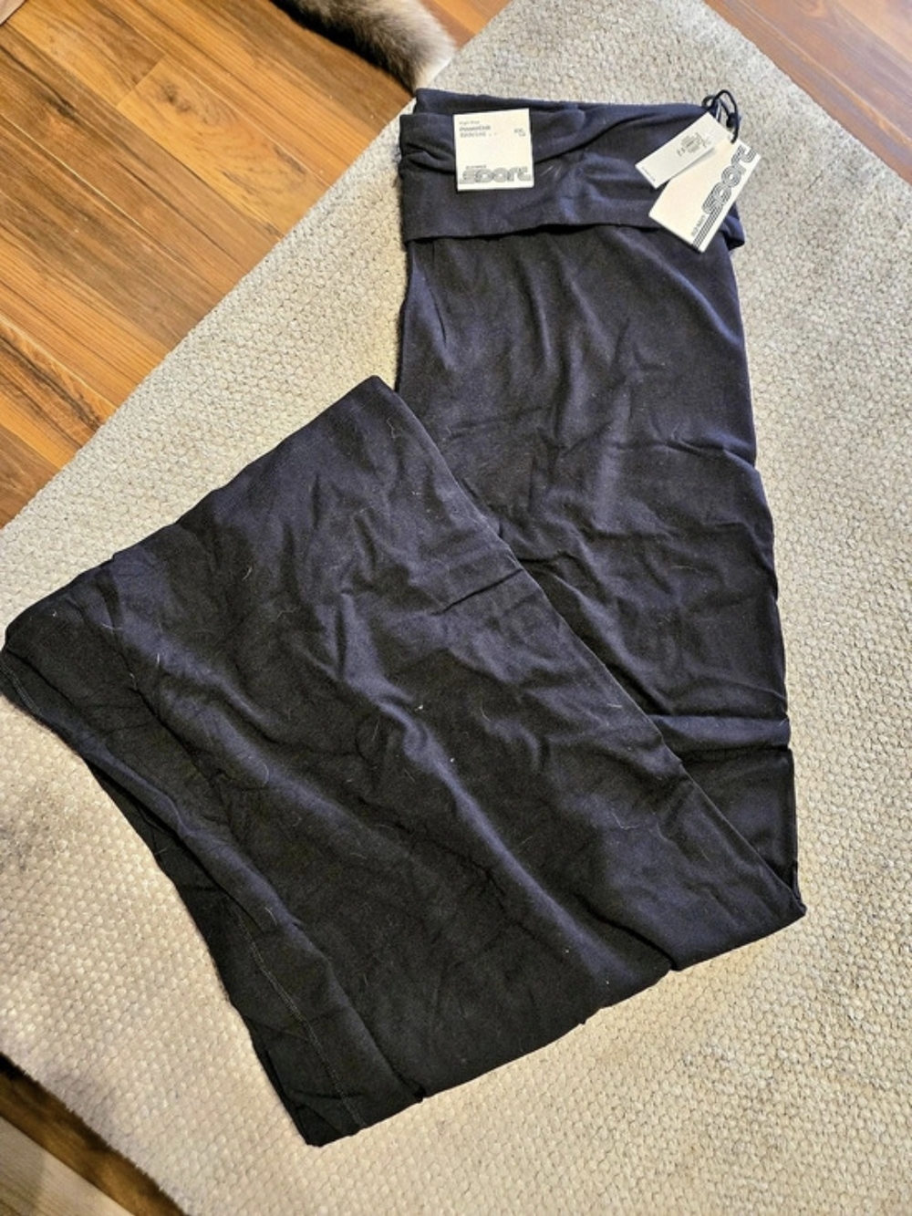 Old Navy High-Waisted PowerChill Fold-Over Wide-Leg Pants Black XXL Tall